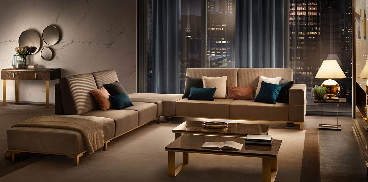 adora interiors essenza living room corner sofa with consolle