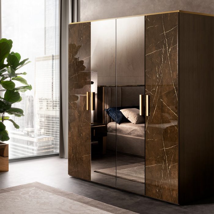 adora interiors essenza bedroom four doors wardrobe glass and wood doors