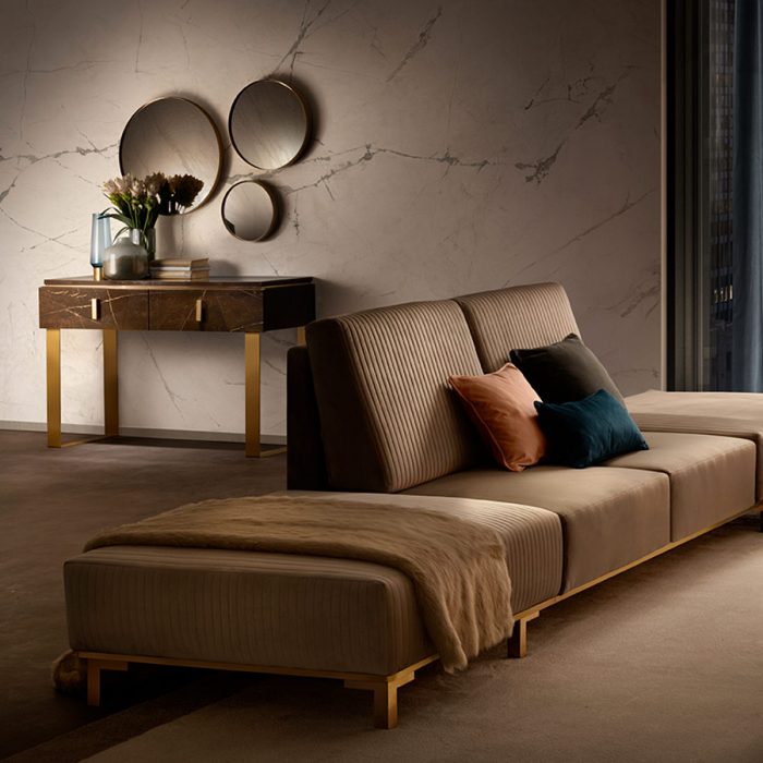 Adora Interiors Essenza living room Consolle with round mirrors