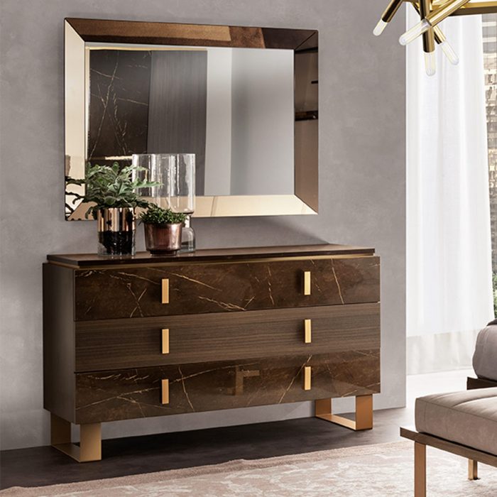 Adora Interiors Essenza Bedroom living small glass Mirror with dresser