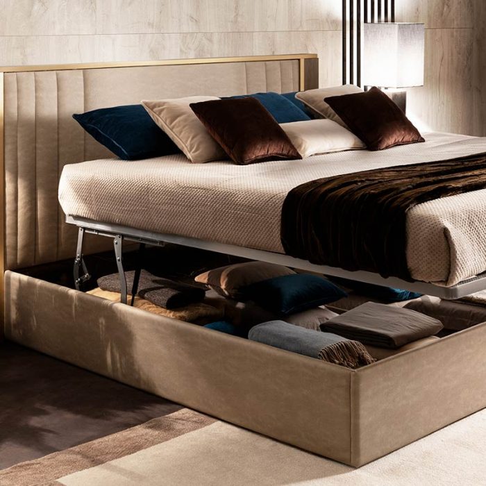 Adora Interiors Essenza bedroom with open upholstered bed