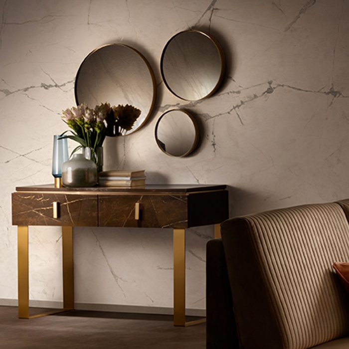 Adora interiors essenza living room round mirrors with desk