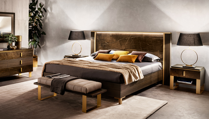 Adora interiors essenza bedroom wooden bed with light