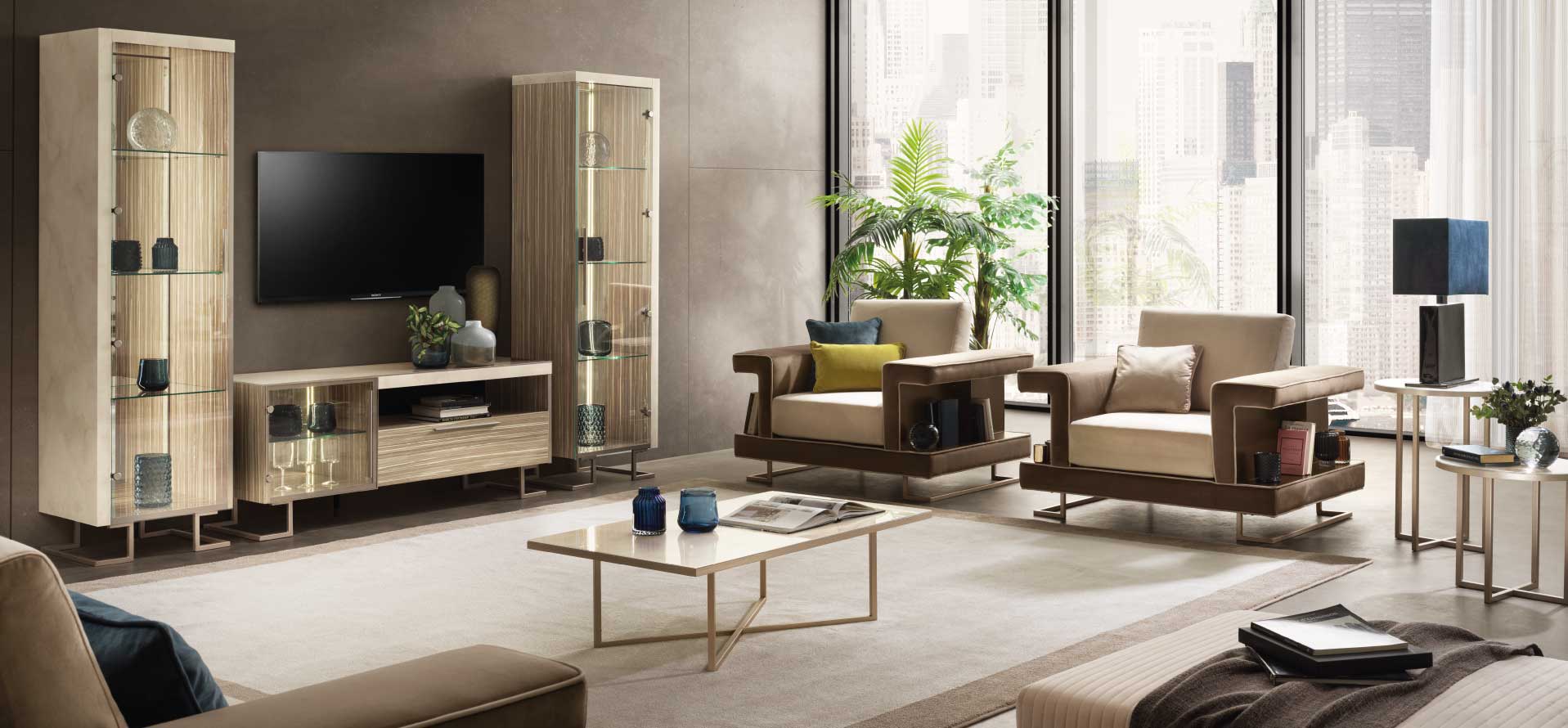 Luce Light Living room set with tv set composition